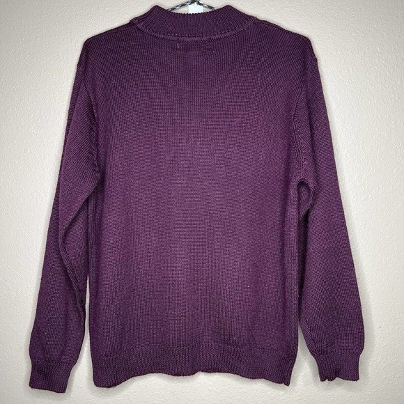 Alfred Dunner Purple Retro Floral Argyle Granny Wool Blend Knit Pullover Sweater - Picture 4 of 9